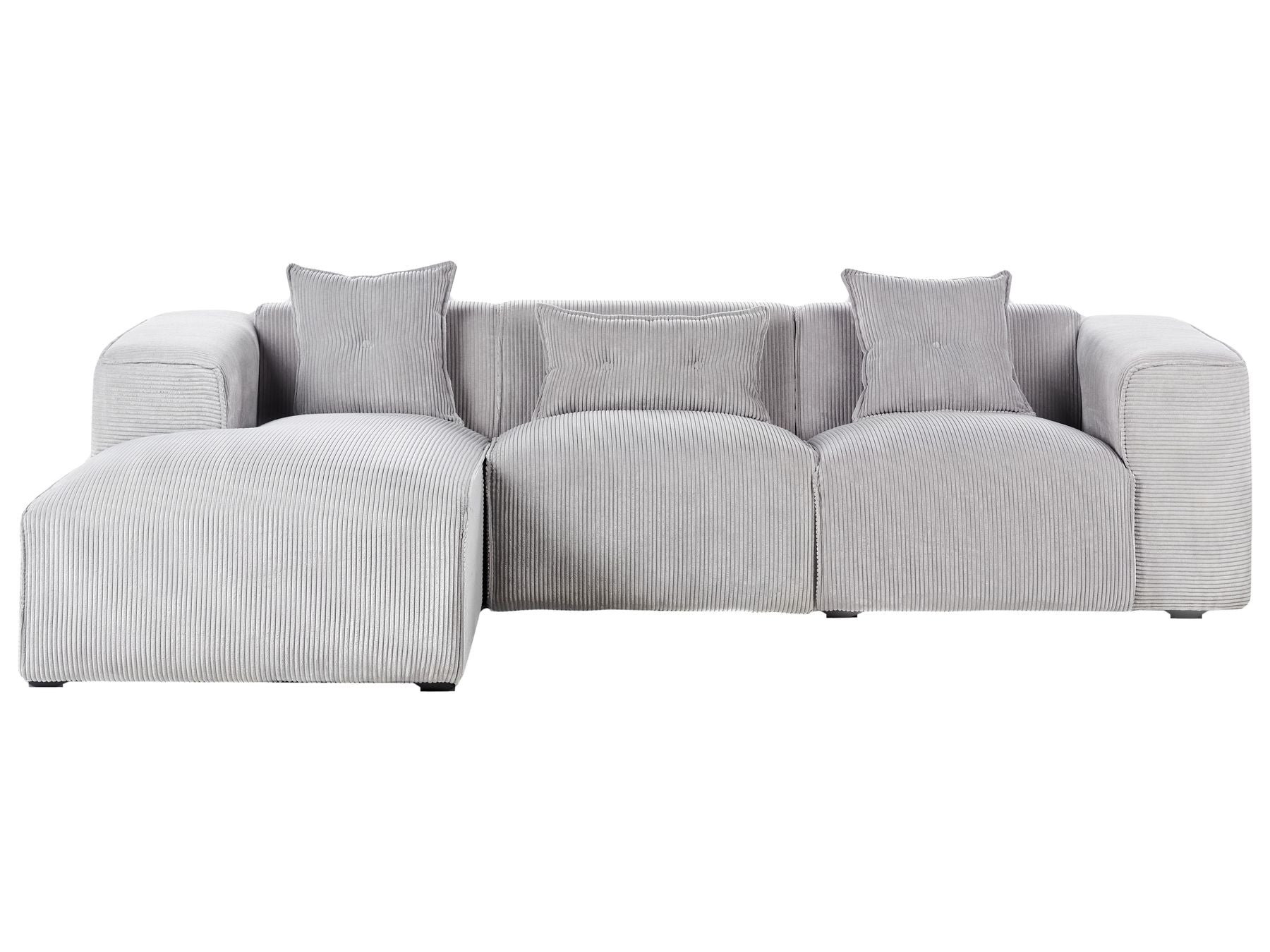 Right Hand Jumbo Cord Corner Sofa Light Grey DOLVA
