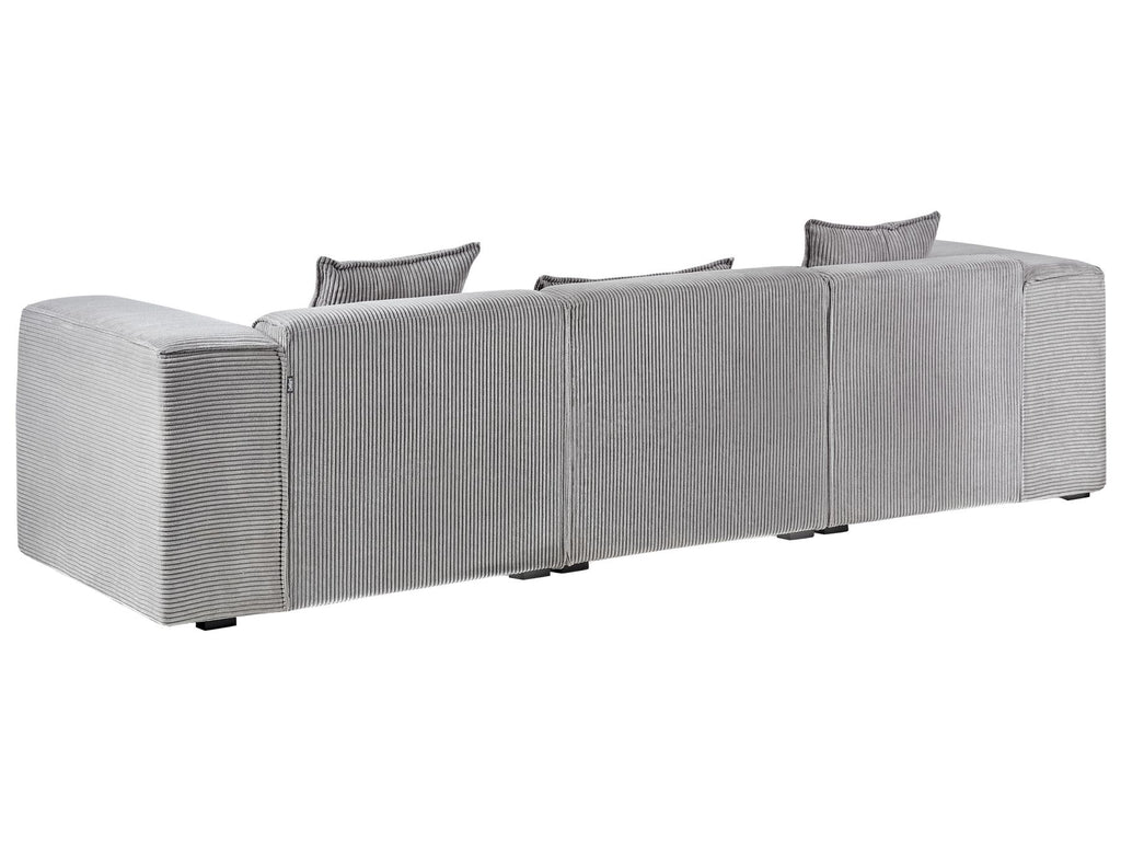 Right Hand Jumbo Cord Corner Sofa Light Grey DOLVA