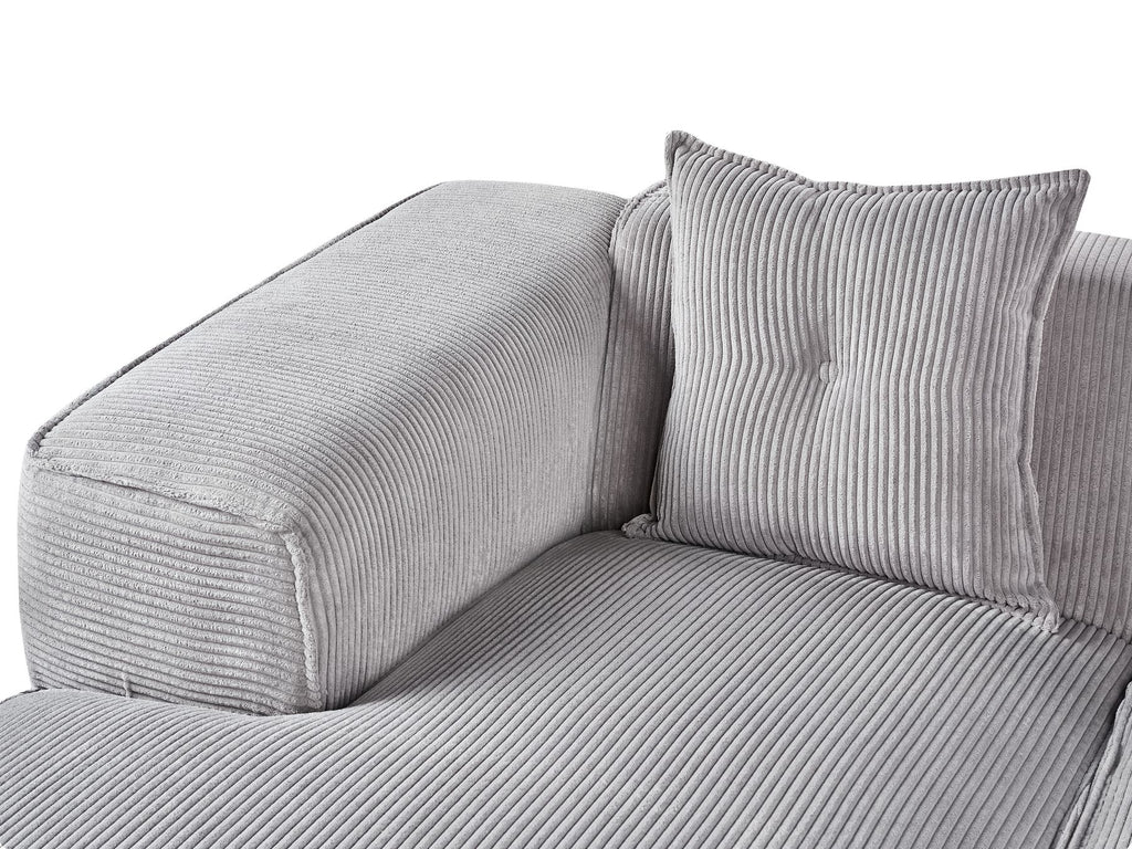 Right Hand Jumbo Cord Corner Sofa Light Grey DOLVA