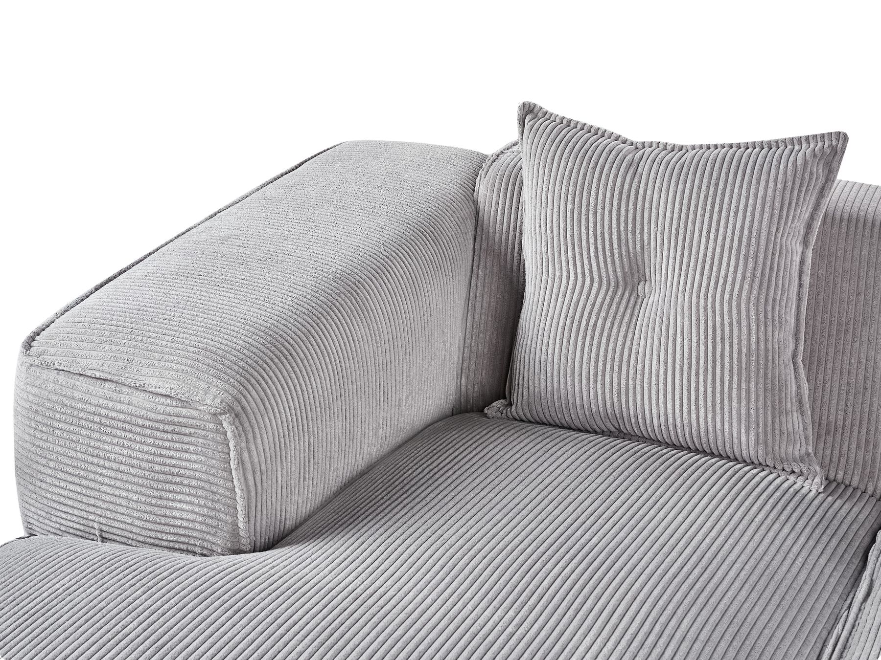 Right Hand Jumbo Cord Corner Sofa Light Grey DOLVA