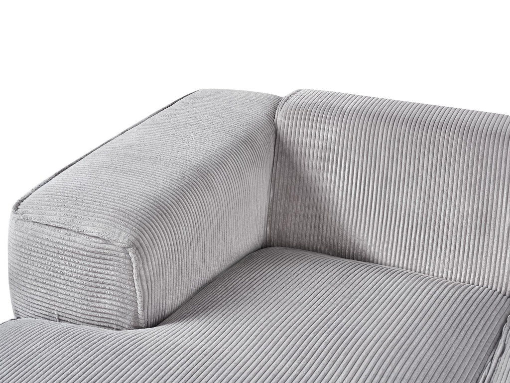 Right Hand Jumbo Cord Corner Sofa Light Grey DOLVA