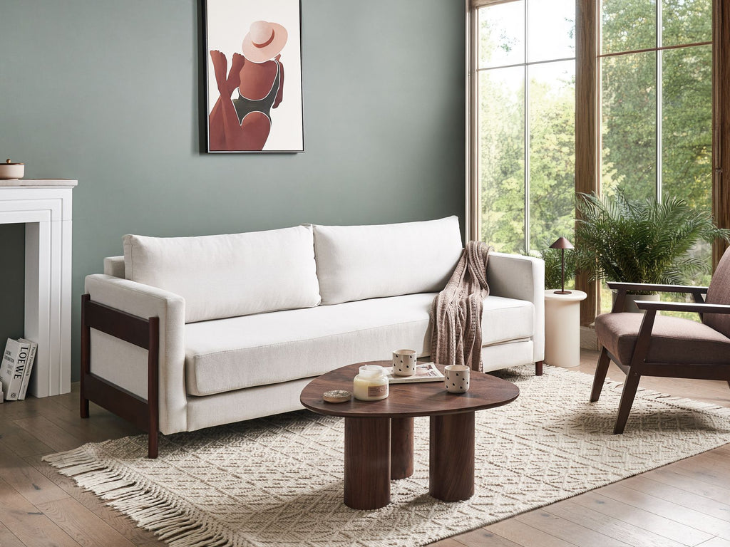 Sofa Bed ORSA Fabric Off-White 3 Seater