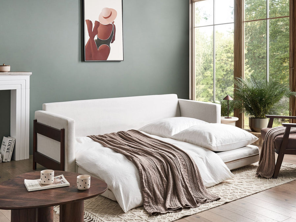 Sofa Bed ORSA Fabric Off-White 3 Seater