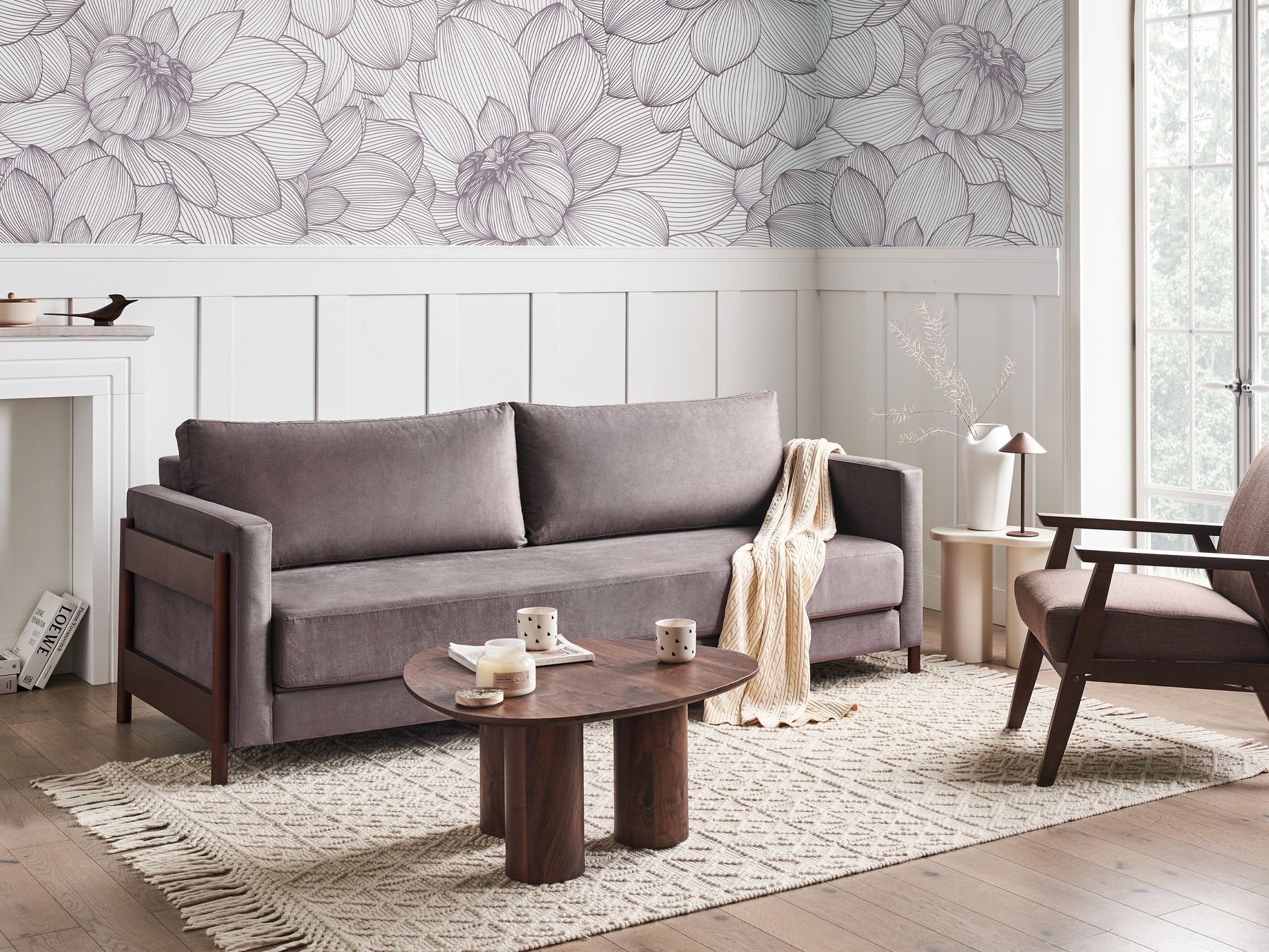 Sofa Bed ORSA Fabric Taupe 3 Seater