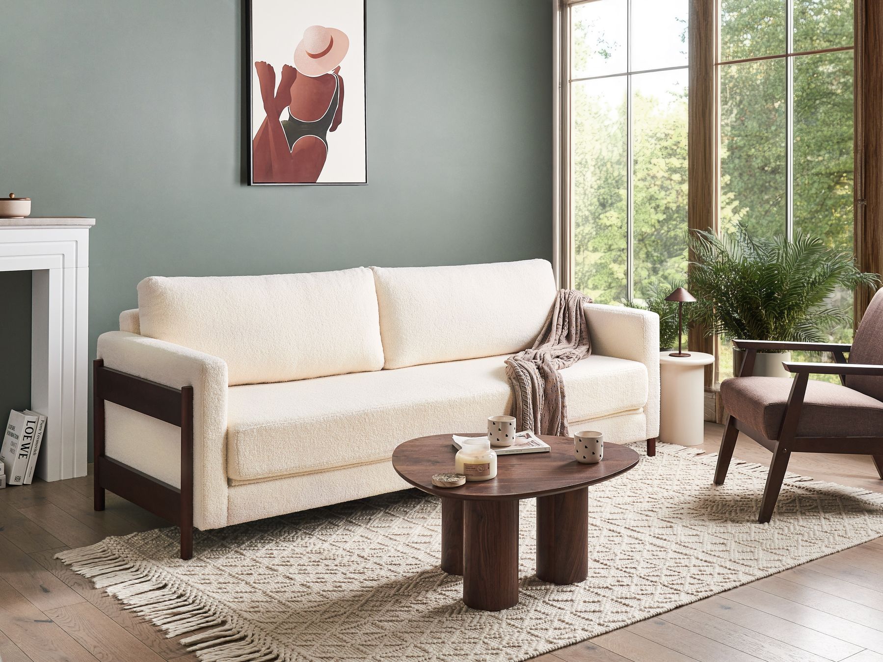 Sofa Bed ORSA Boucle White 3 Seater