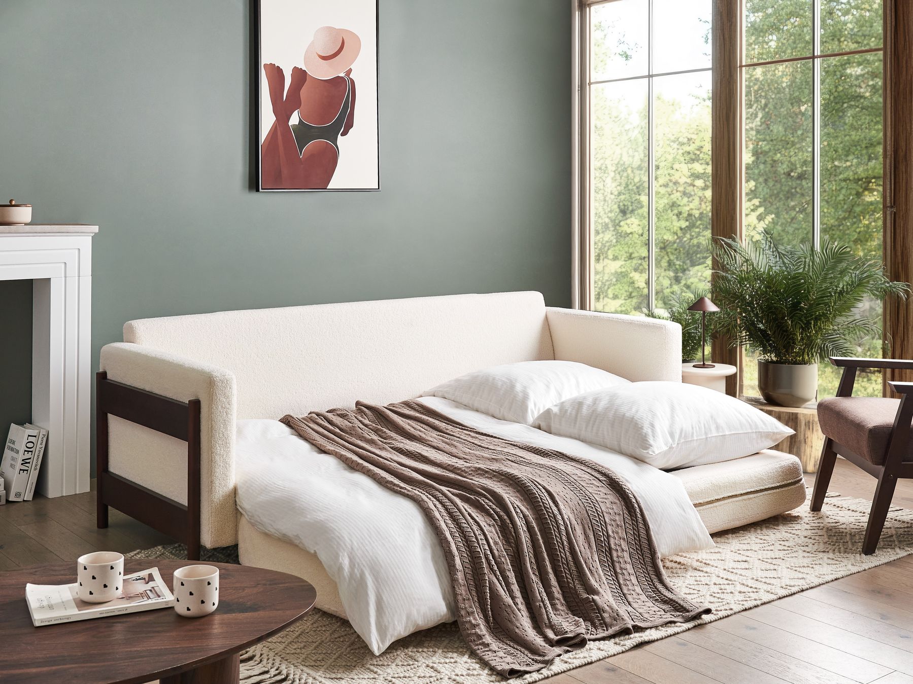 Sofa Bed ORSA Boucle White 3 Seater