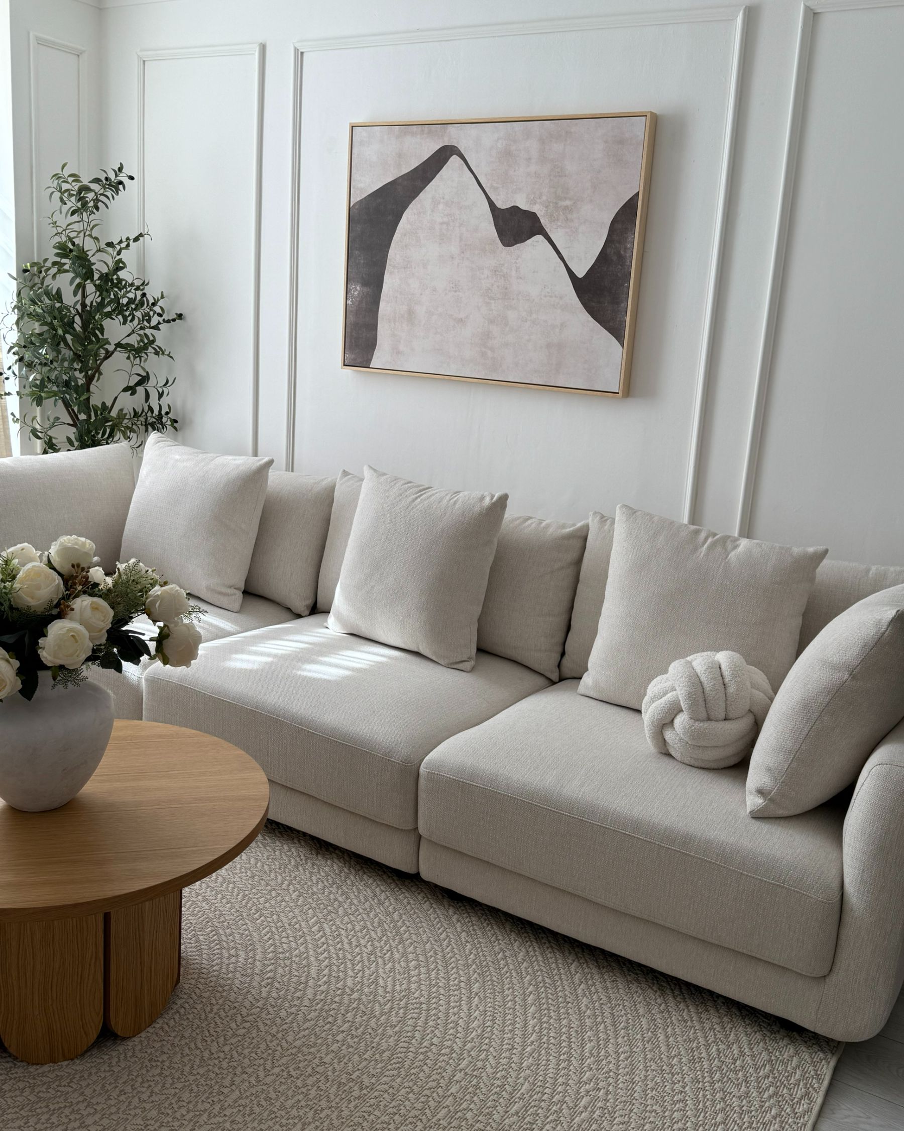 3 Seater Fabric Sofa Off-White SIGTUNA
