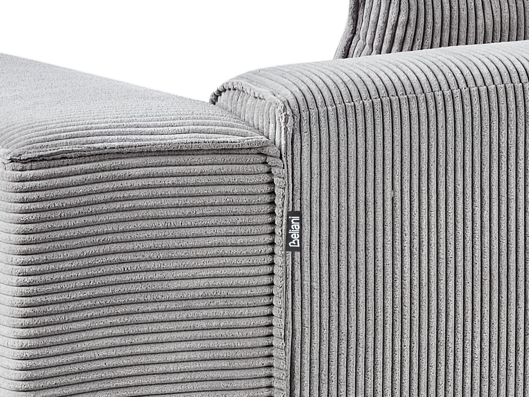 Right Hand Jumbo Cord Corner Sofa Light Grey DOLVA