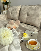 Left Hand Fabric Corner Sofa Beige SERSAN