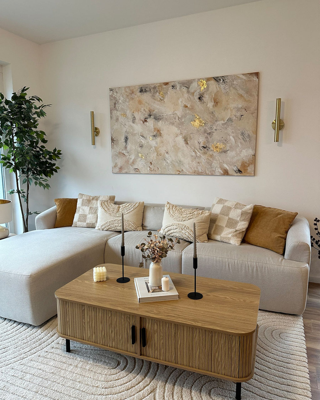 Right Hand Fabric Corner Sofa Beige SVANSELE