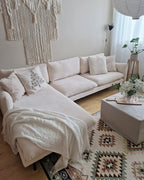 Corner Sofa VINTERBRO Fabric Light Beige 4 Seater Right Hand