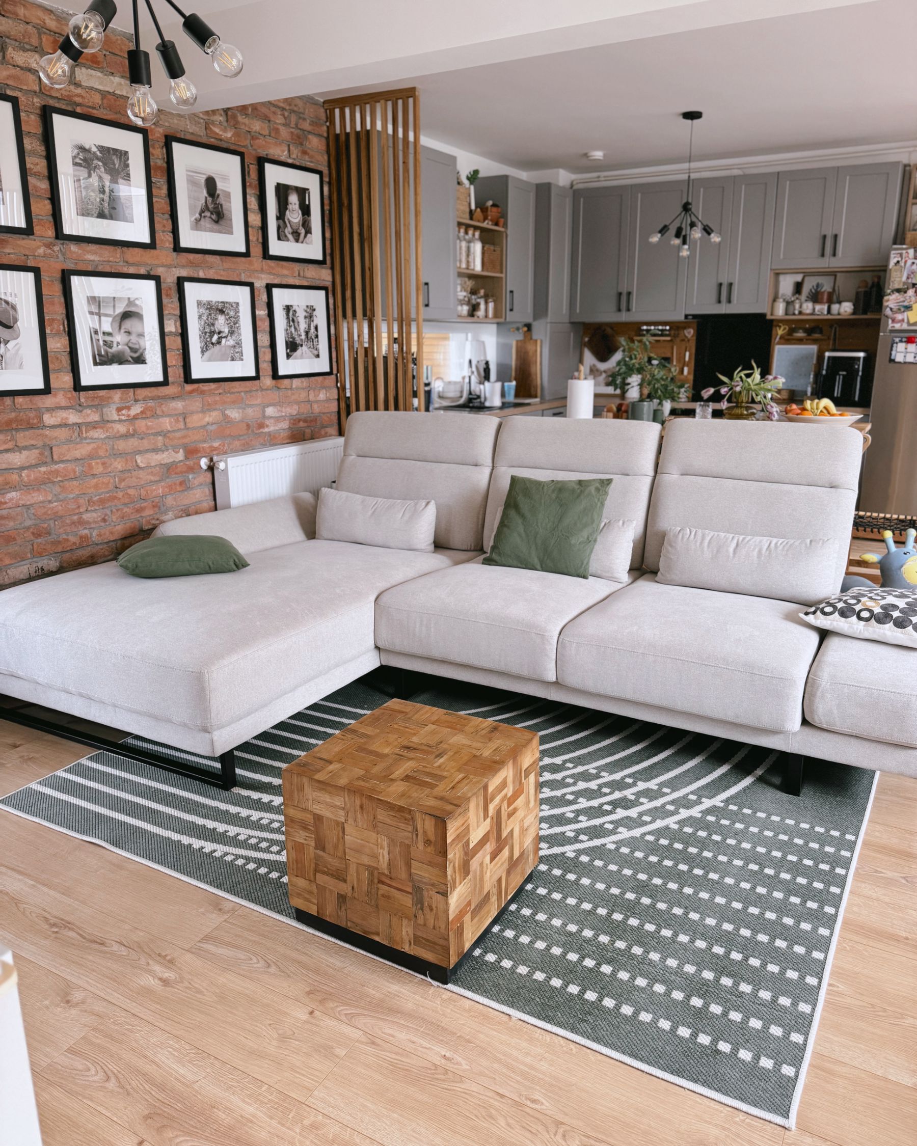 Corner Sofa IKAST Fabric Light Beige 4 Seater Right Hand