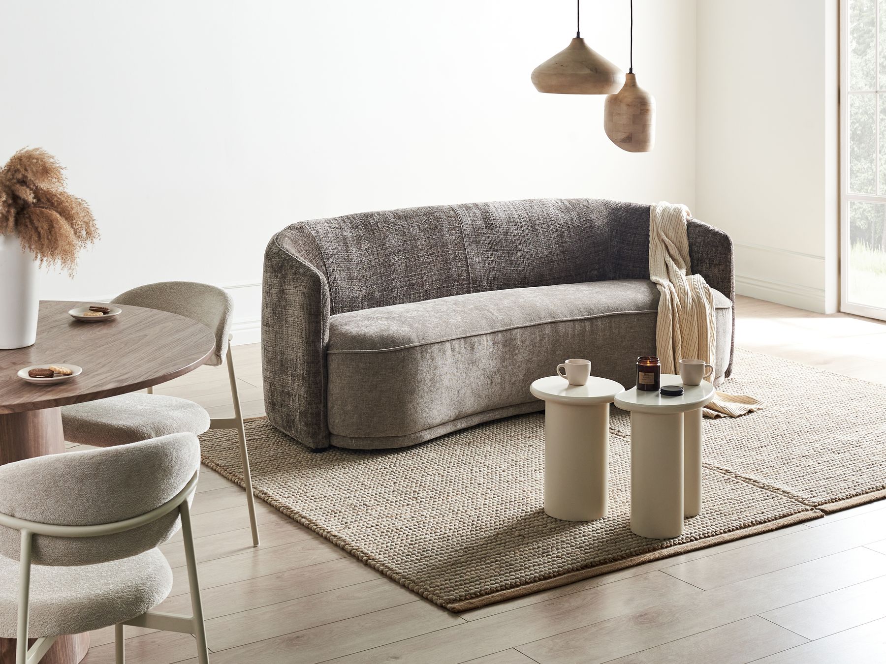 3 Seater Fabric Sofa Brown ROSET