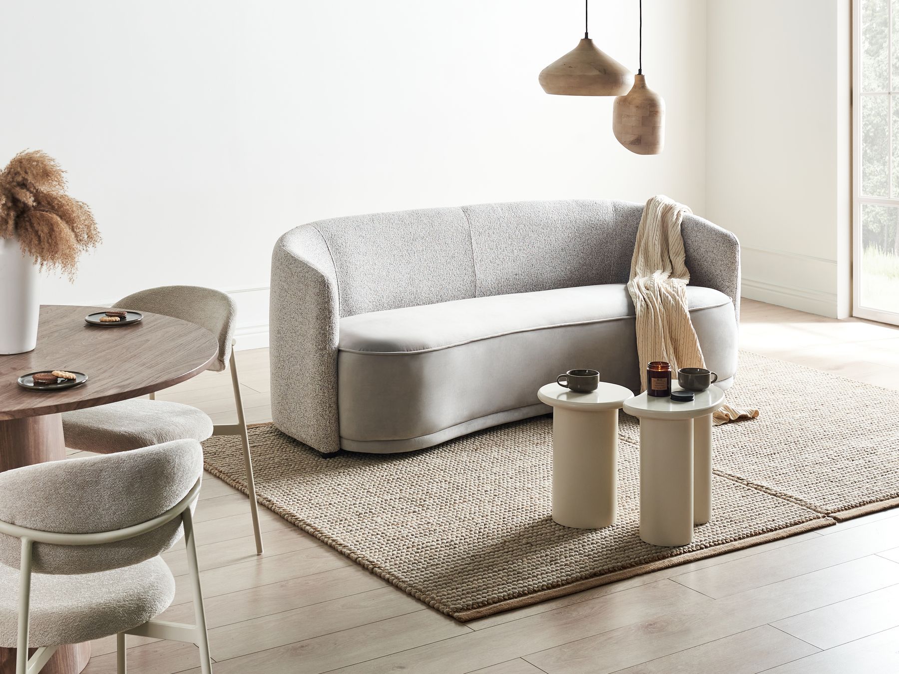 3 Seater Fabric Sofa Grey ROSET
