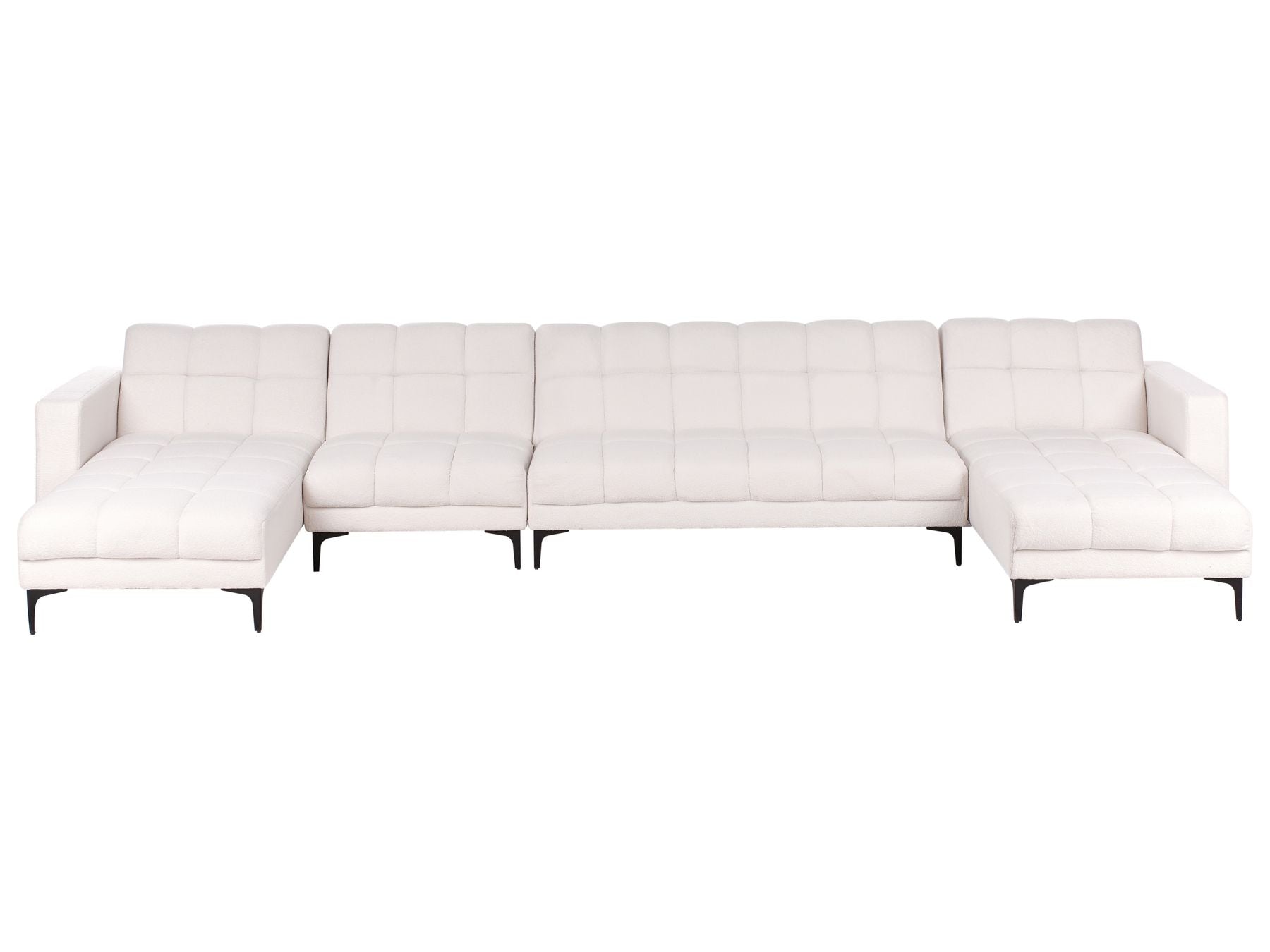 Modular U-Shape Sofa Bed ALNES Boucle White 6 Seater