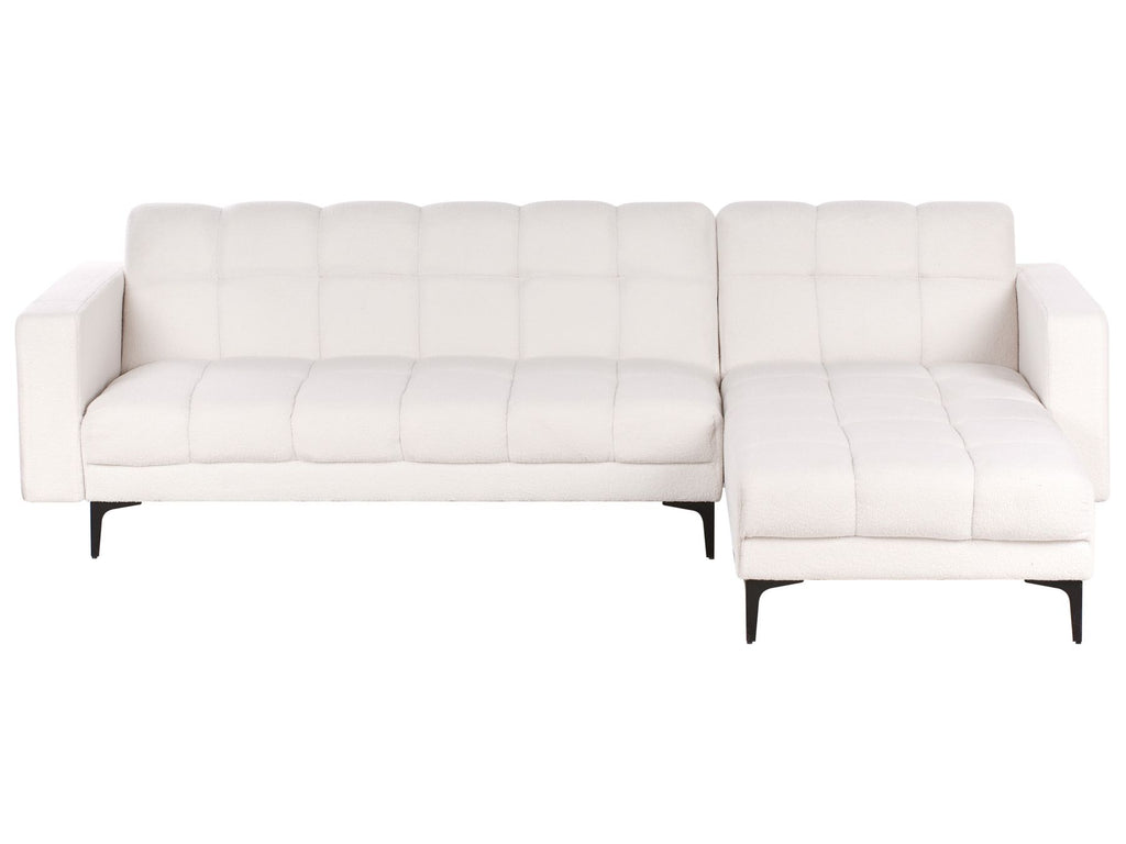 Modular Corner Sofa Bed ALNES Boucle White 4 Seater