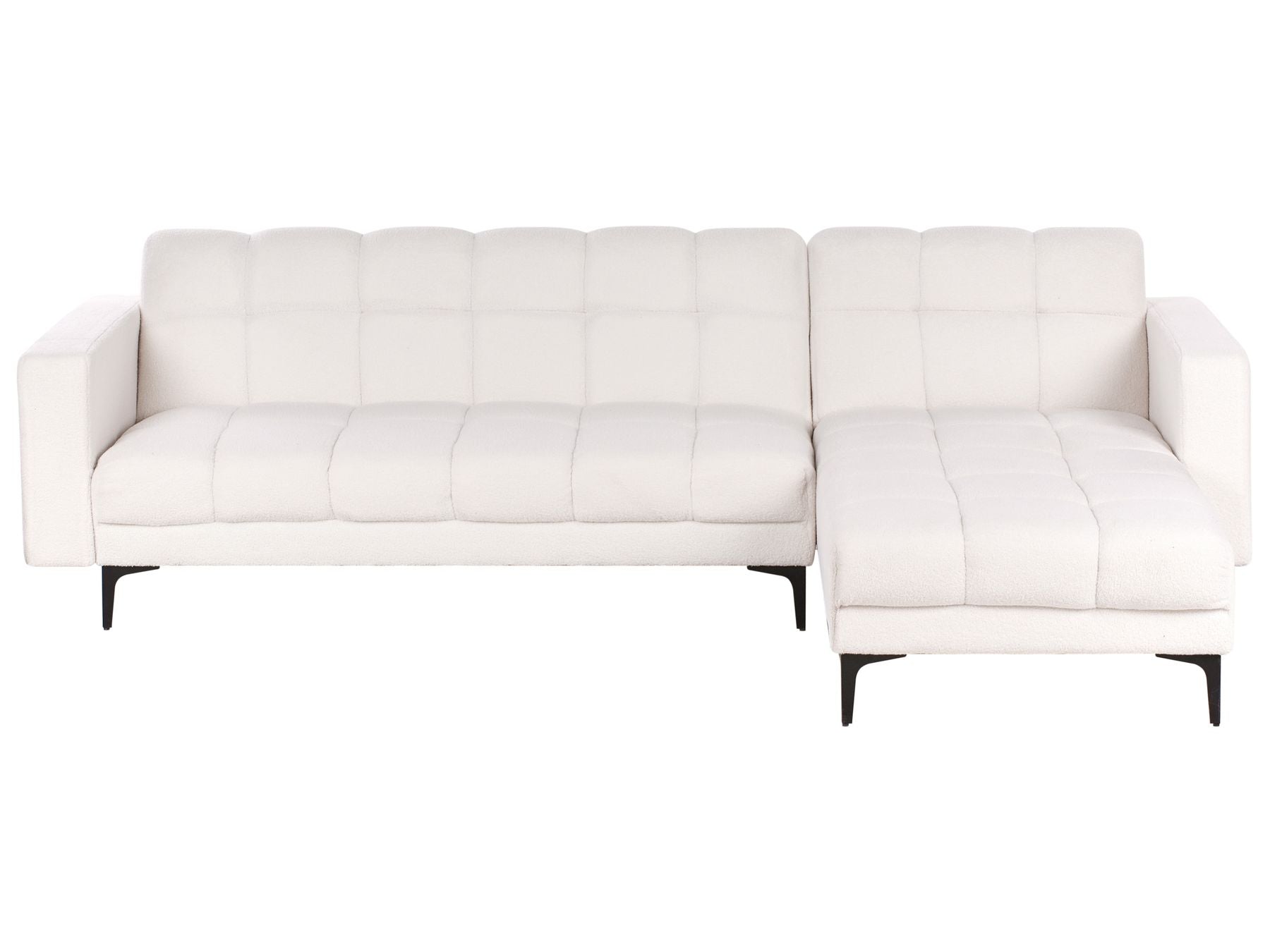 Modular Corner Sofa Bed ALNES Boucle White 4 Seater