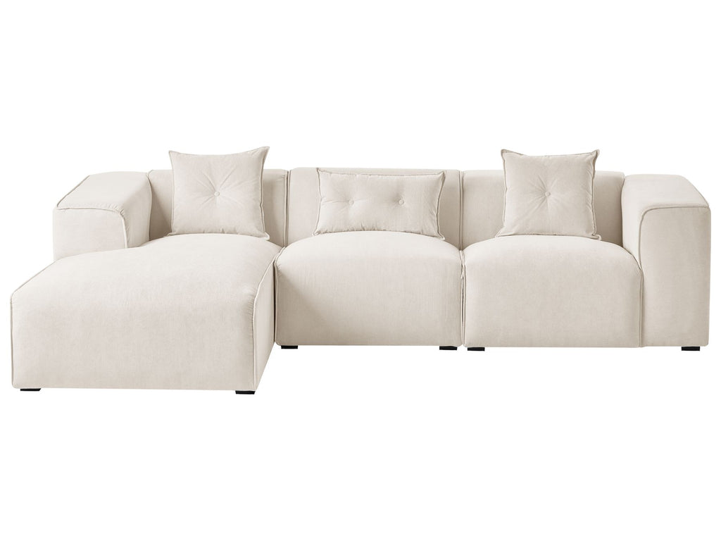 Corner Sofa DOLVA Corduroy Off-White 3 Seater Right Hand