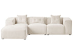 Corner Sofa DOLVA Corduroy Off-White 3 Seater Right Hand