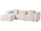 Corner Sofa DOLVA Corduroy Off-White 3 Seater Right Hand