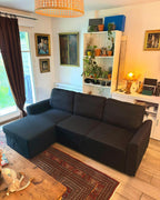 Corner Sofa Bed NESNA Fabric Black with Storage 3 Seater Left Hand