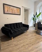 Sofa Bed ASBY Velvet Black 3 Seater
