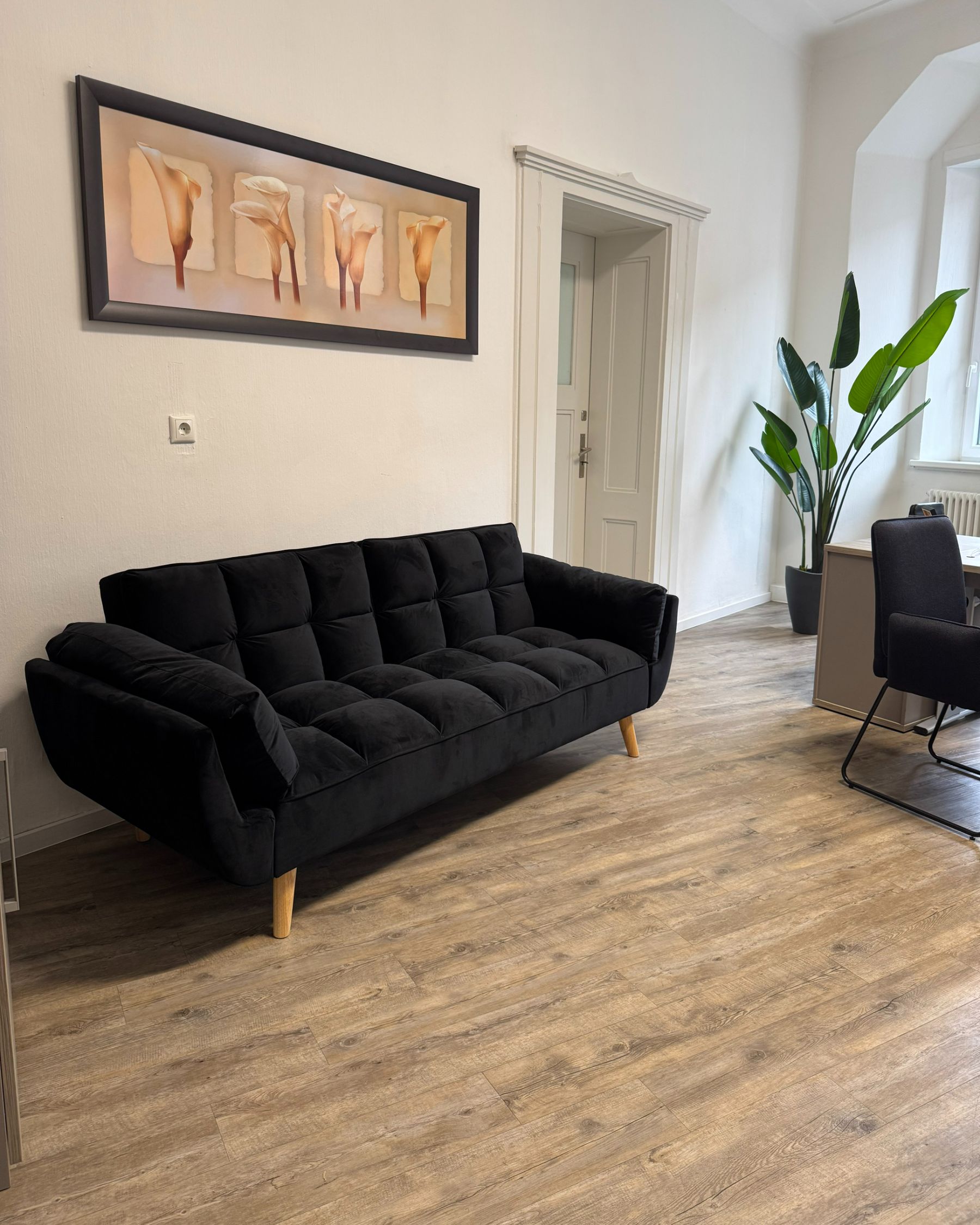 Sofa Bed ASBY Velvet Black 3 Seater