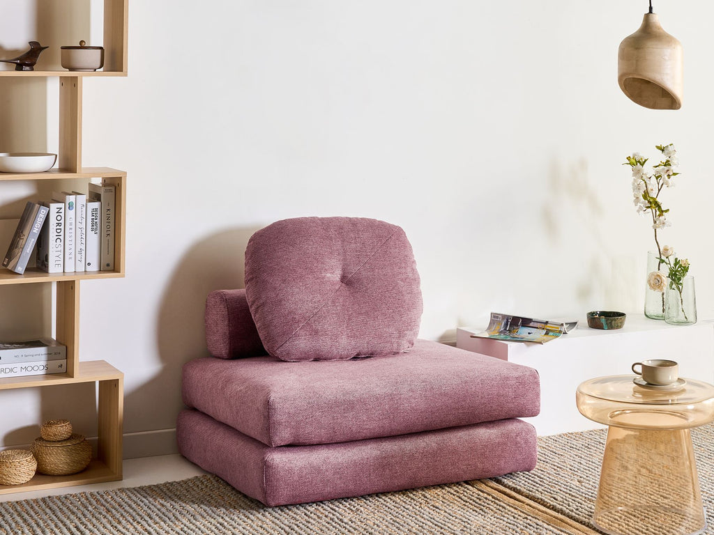 Single Sofa Bed OLDEN Fabric Pink