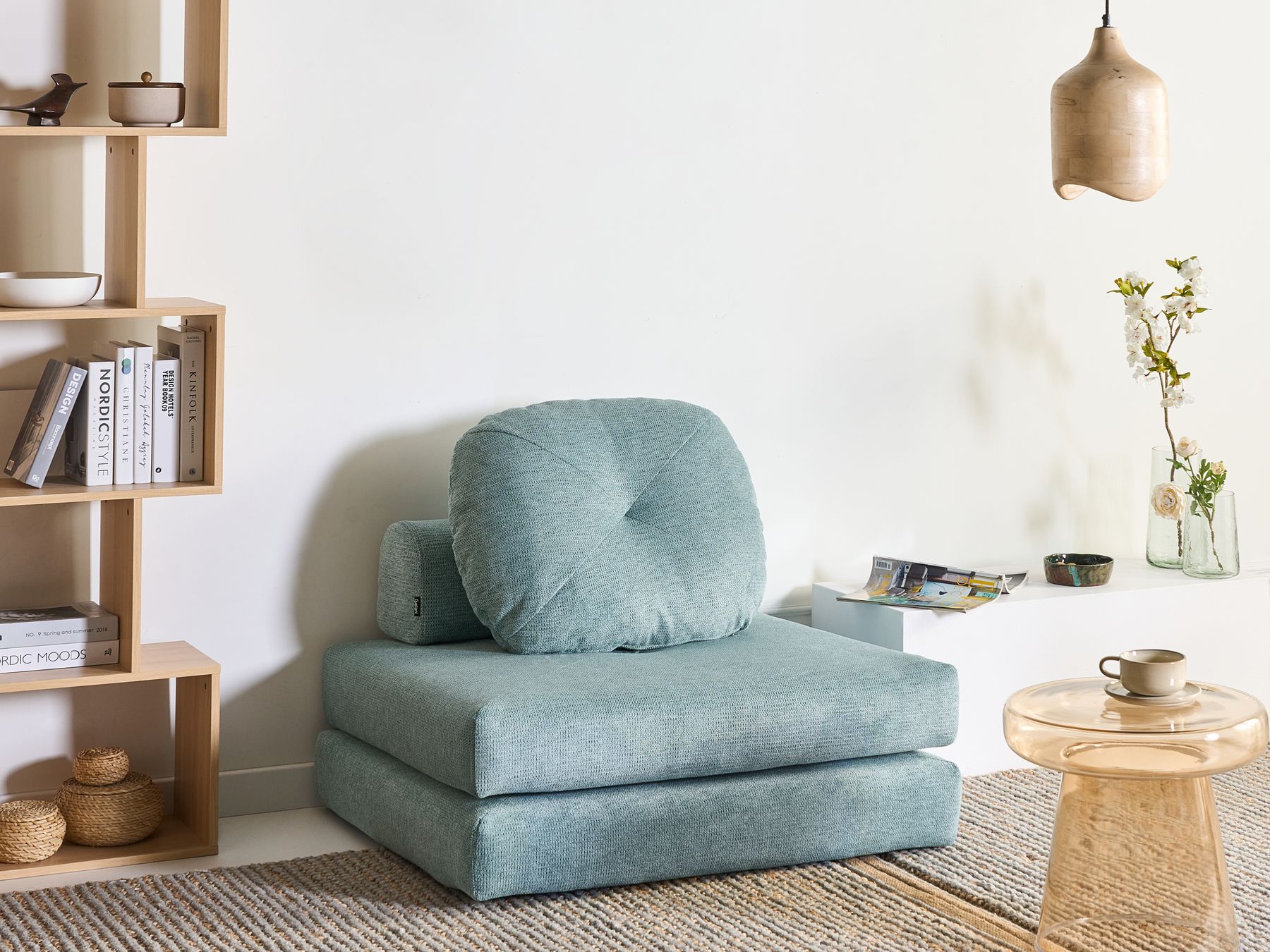 Single Sofa Bed OLDEN Fabric Mint Green