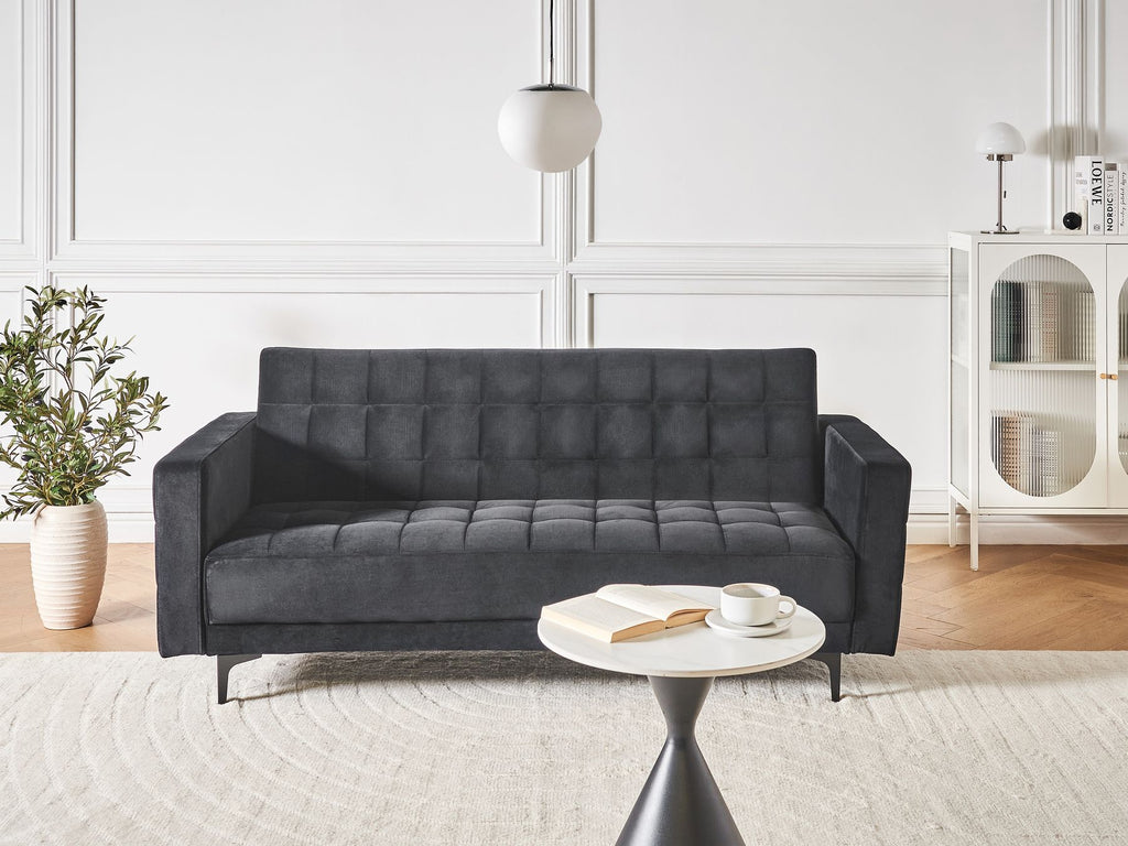 Sofa Bed ABERDEEN Velvet Black 3 Seater