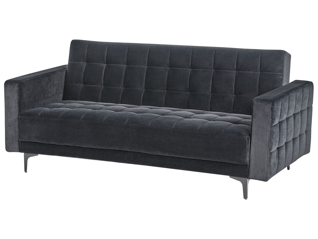 Sofa Bed ABERDEEN Velvet Black 3 Seater