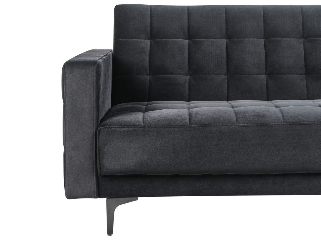 Sofa Bed ABERDEEN Velvet Black 3 Seater
