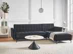 Modular Corner Sofa Bed ABERDEEN Velvet Black 4 Seater Left Hand