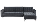 Modular Corner Sofa Bed ABERDEEN Velvet Black 4 Seater Left Hand