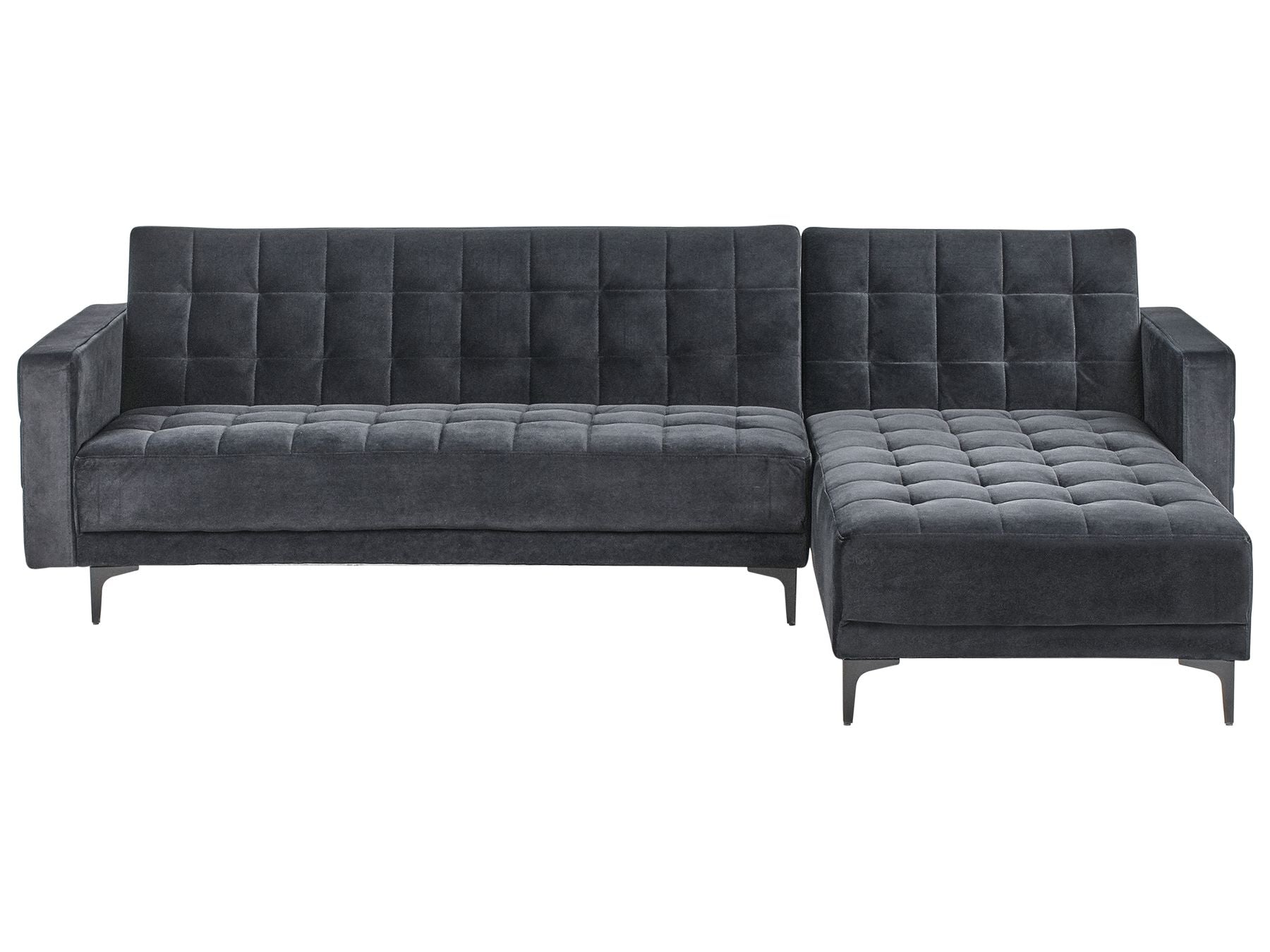Modular Corner Sofa Bed ABERDEEN Velvet Black 4 Seater Left Hand
