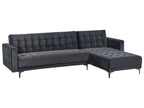 Modular Corner Sofa Bed ABERDEEN Velvet Black 4 Seater Left Hand