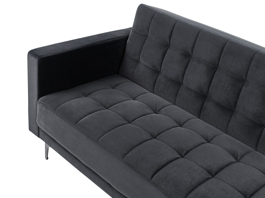 Modular Corner Sofa Bed ABERDEEN Velvet Black 4 Seater Left Hand