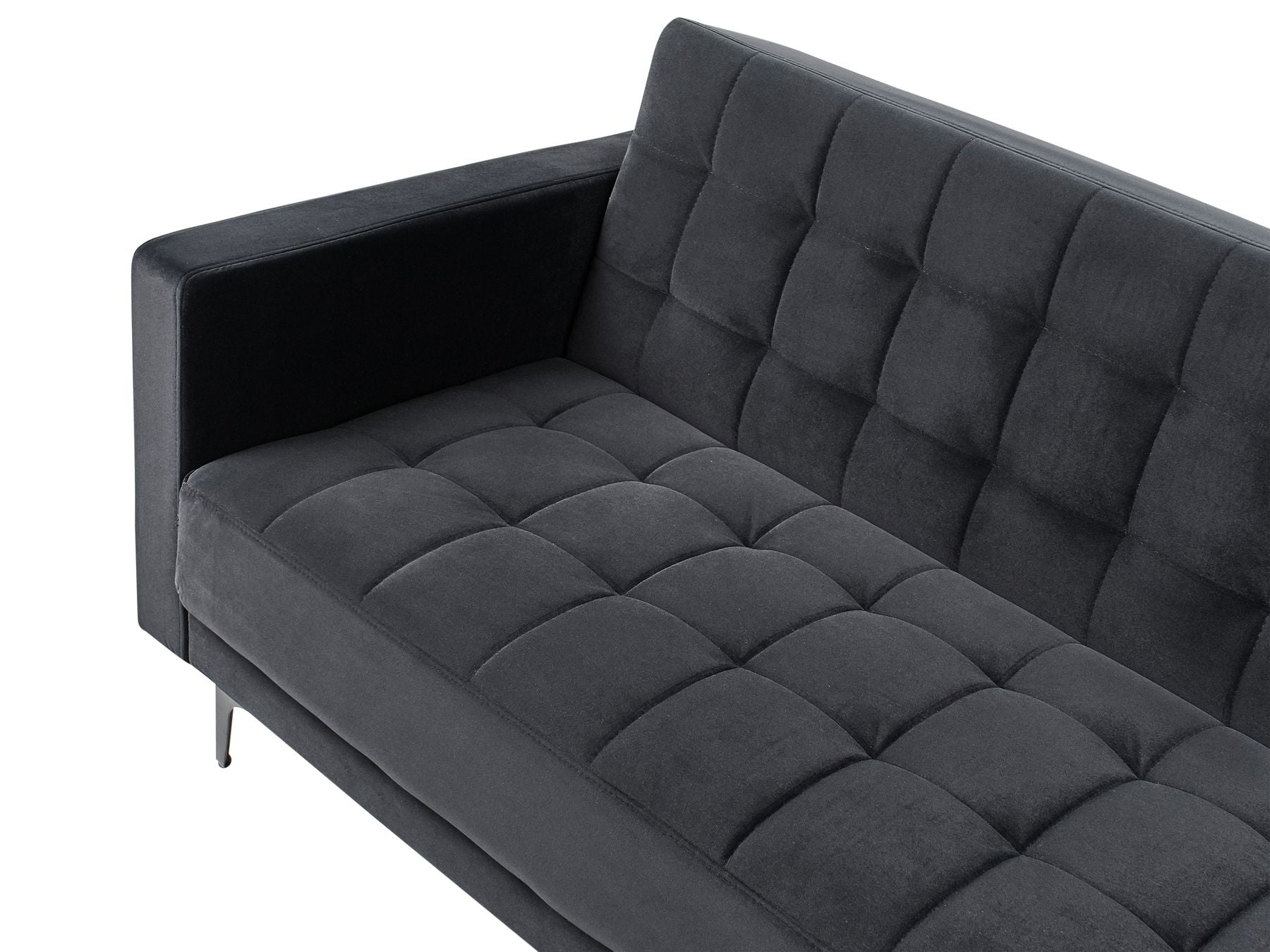 Modular Corner Sofa Bed ABERDEEN Velvet Black 4 Seater Left Hand