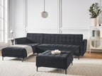Modular Corner Sofa Bed ABERDEEN Velvet Black 4 Seater Right Hand