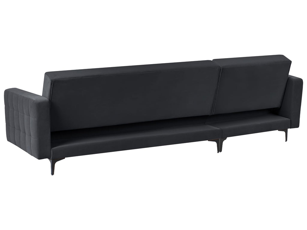 Modular Corner Sofa Bed ABERDEEN Velvet Black 4 Seater Right Hand