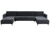 Modular U-Shape Sofa Bed Velvet Black 5 Seater