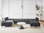 Modular U-Shape Sofa Bed ABERDEEN Velvet Black 5 Seater