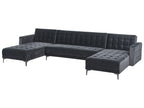 Modular U-Shape Sofa Bed ABERDEEN Velvet Black 5 Seater