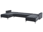 Modular U-Shape Sofa Bed ABERDEEN Velvet Black 5 Seater