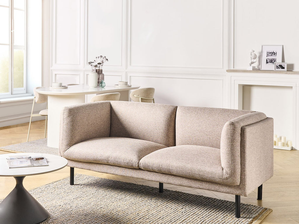 2 Seater Fabric Sofa Light Brown VORGOD