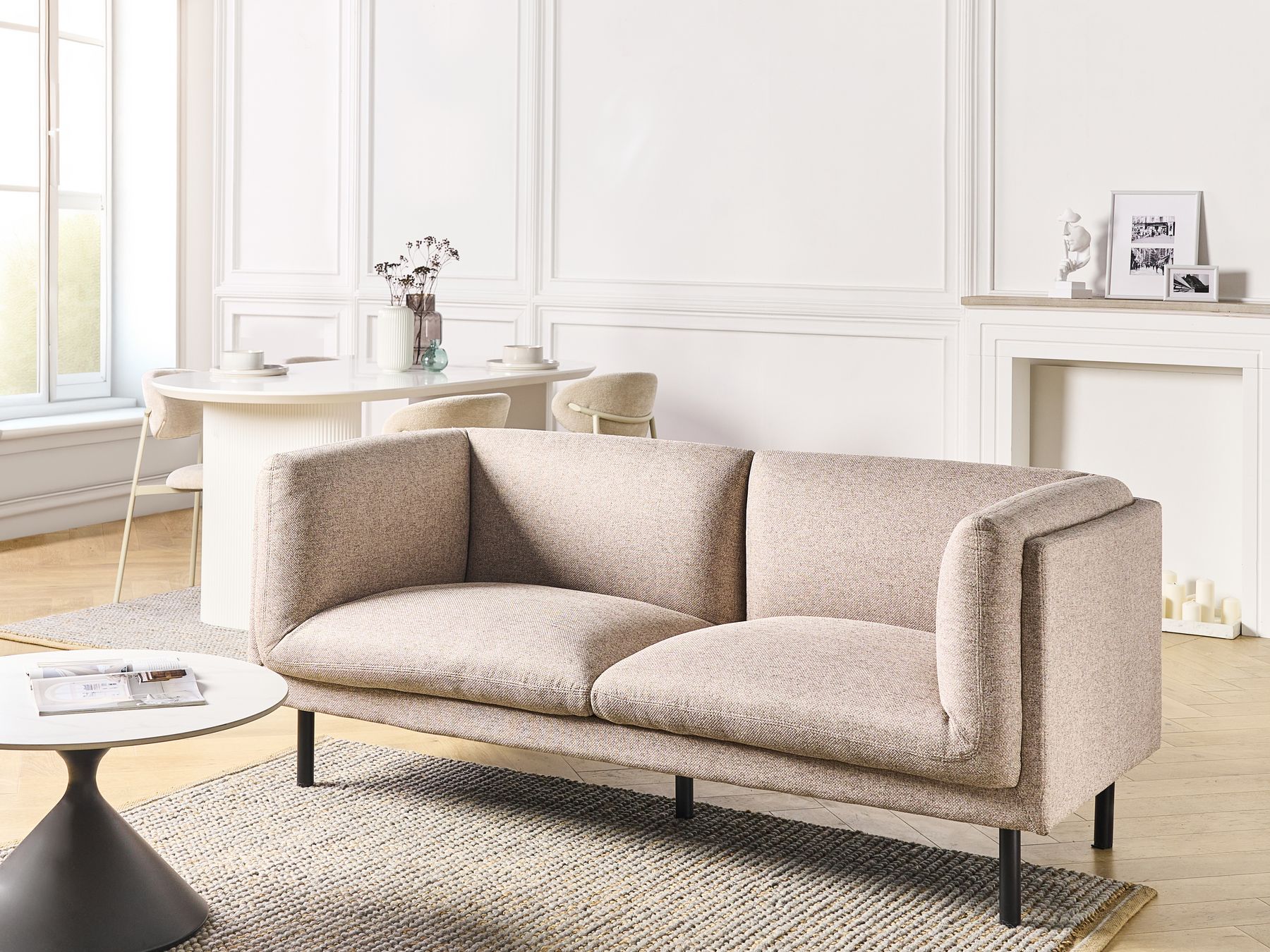 2 Seater Fabric Sofa Light Brown VORGOD