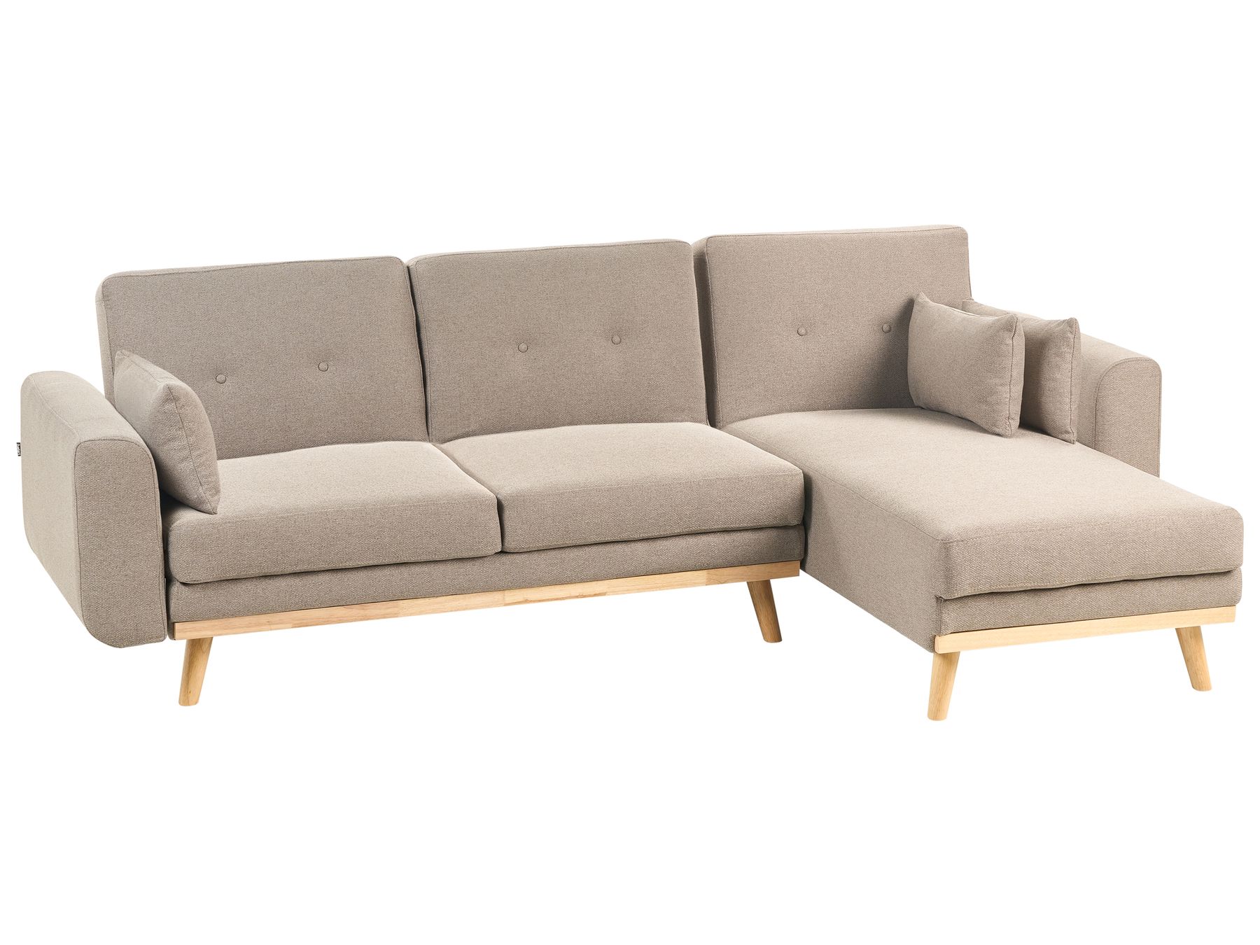 Corner Sofa Bed KAARINA Fabric Light Brown 3 Seater Left Hand
