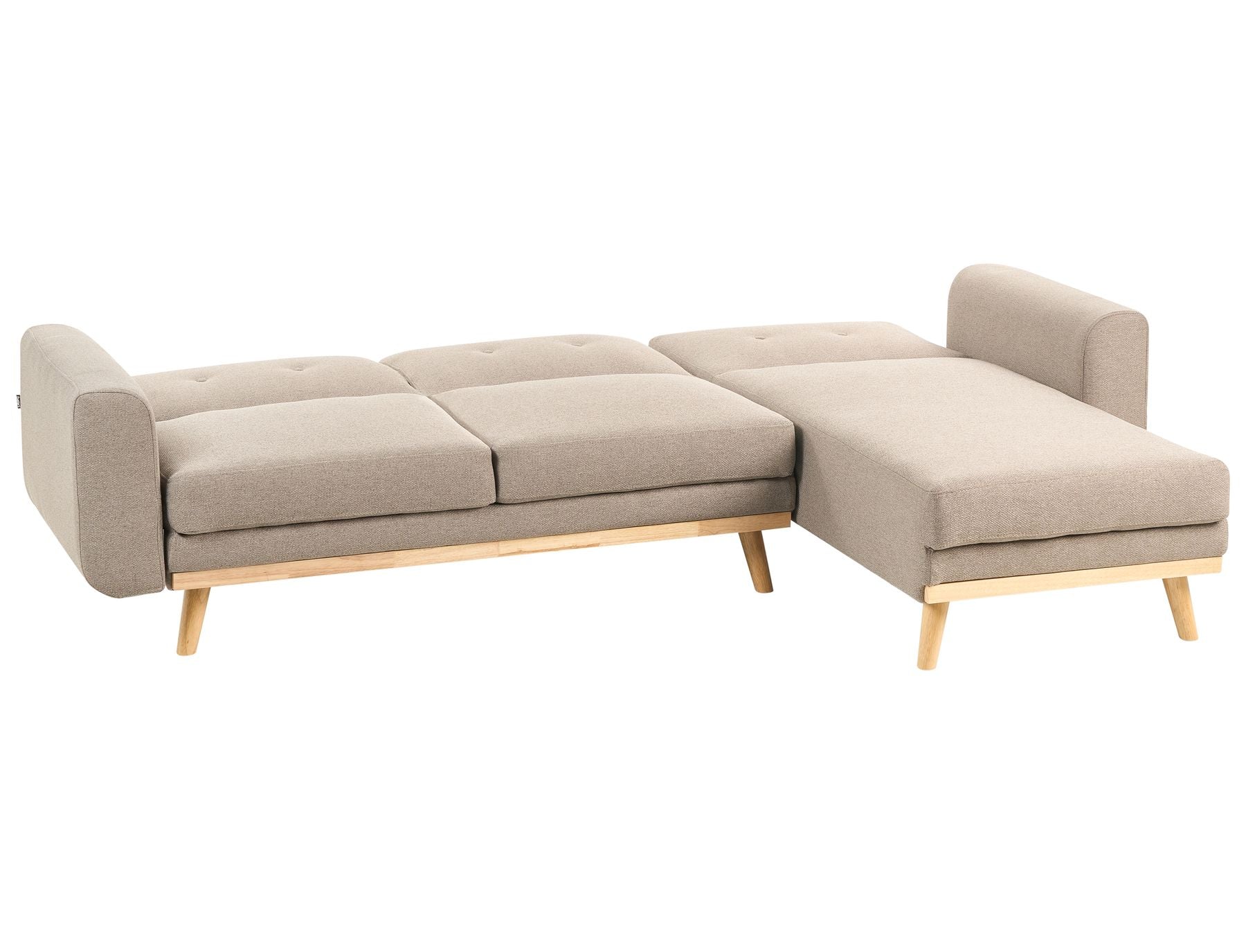 Corner Sofa Bed KAARINA Fabric Light Brown 3 Seater Left Hand