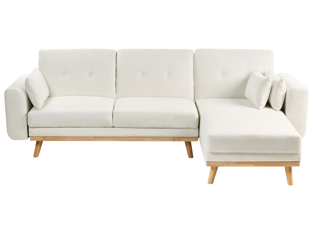 Corner Sofa Bed KAARINA Fabric White 3 Seater Left Hand