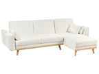 Corner Sofa Bed KAARINA Fabric White 3 Seater Left Hand